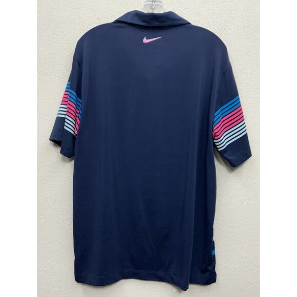Nike Golf Tour Performance Mens Polo Large Dri-Fit Blue Black Pink Multicolor - Picture 2 of 6